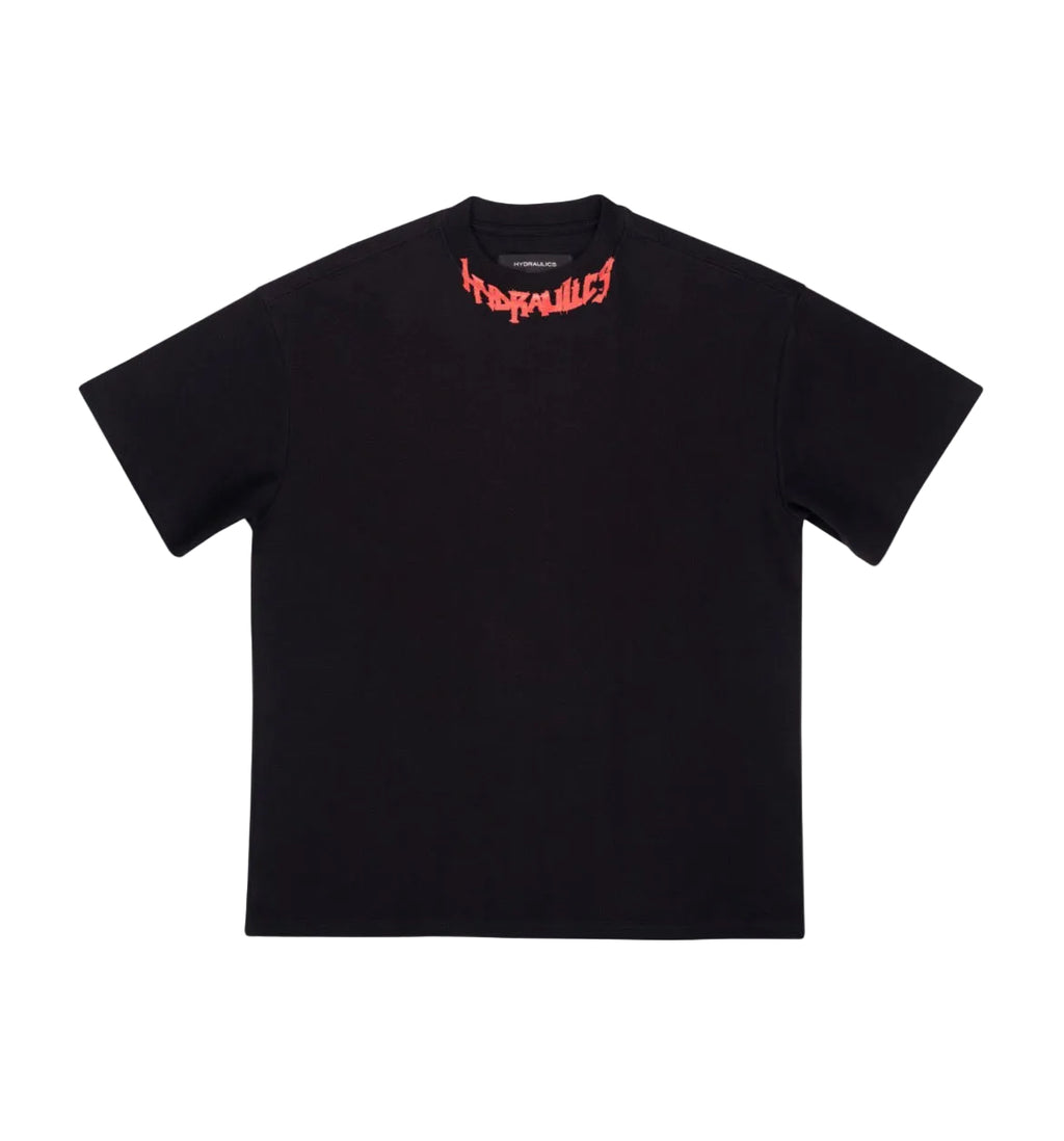 HYDRAULICS OVERSIZED RED GOTHIC NECK TEE BLACK