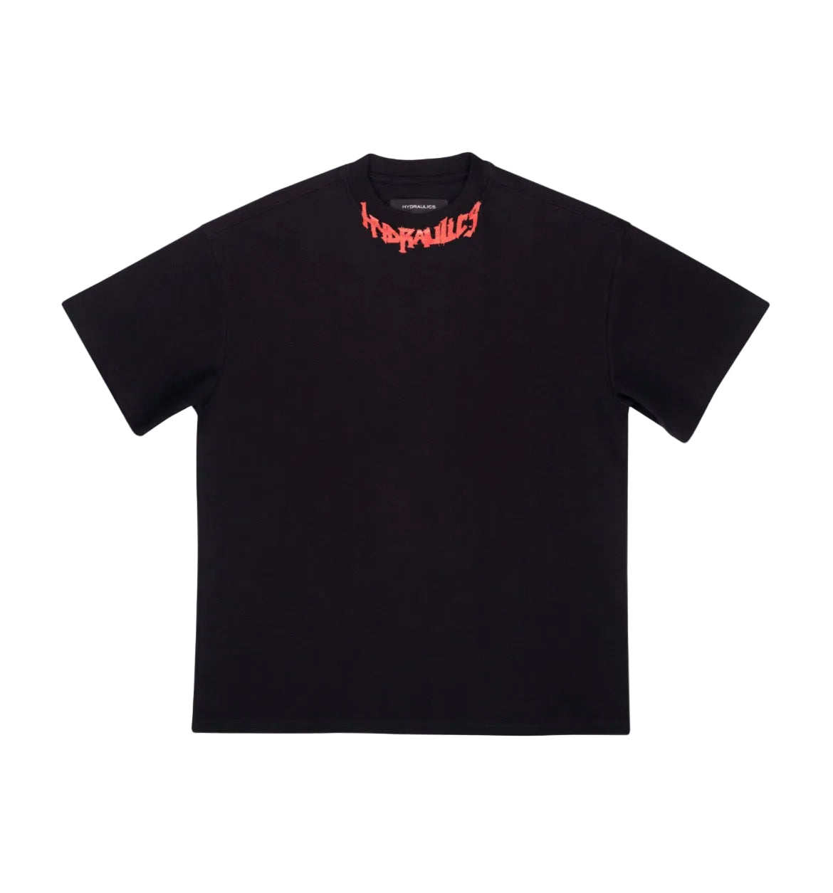 HYDRAULICS OVERSIZED RED GOTHIC NECK TEE BLACK